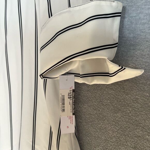 IC by Connie K Asymmetric Lagenlook Top Small Black White Stripe Artsy Tunic NWT - Picture 5 of 11